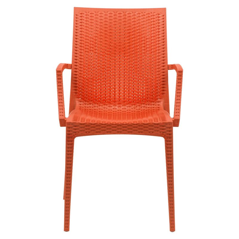 LeisureMod Patio Dining Armchair, Stackable Indoor and Outdoor Polypropylene Chairs with Ergonomic Design for Garden, Deck, or Kitchen Use image number 2