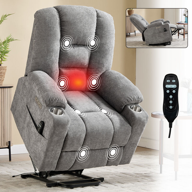 Power Lift Recliner Chair with Massage and Heat, Overstuffed Recliners image number 1