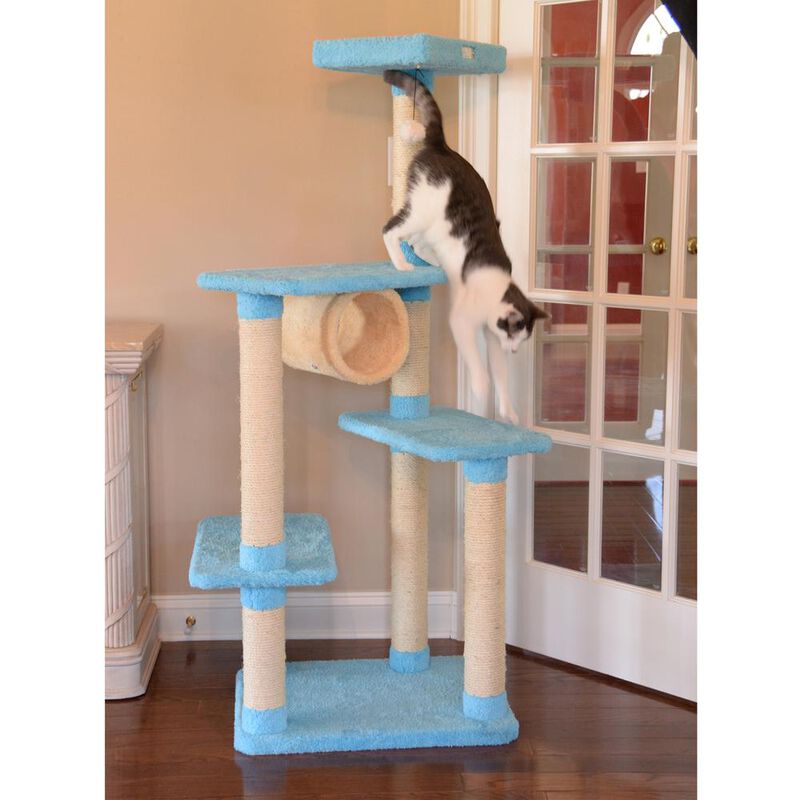 Armarkat Real Wood Cat Climber, Cat Junggle Tree With Platforms,Skyblue