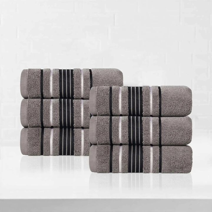 Soft Zero Twist Cotton Floral Hand Towel Set of 6 Bathroom Towels