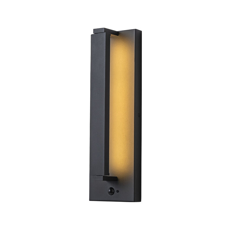 H15" Modern Motion Sensor Outdoor Wall Light 23W Integrated LED Wall Sconce Matte Black Iron Exterior Light Fixture for Porch Garage Patio image number 0