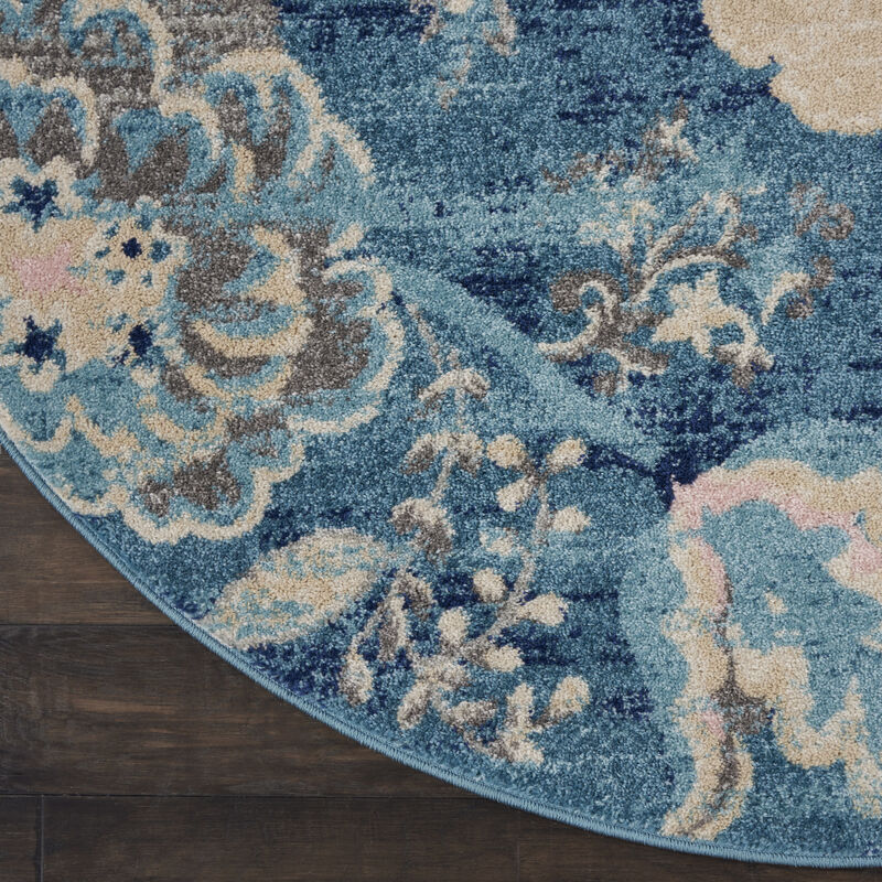 Tranquil TRA02 Turquoise 5'3" x Round Rug image number 2