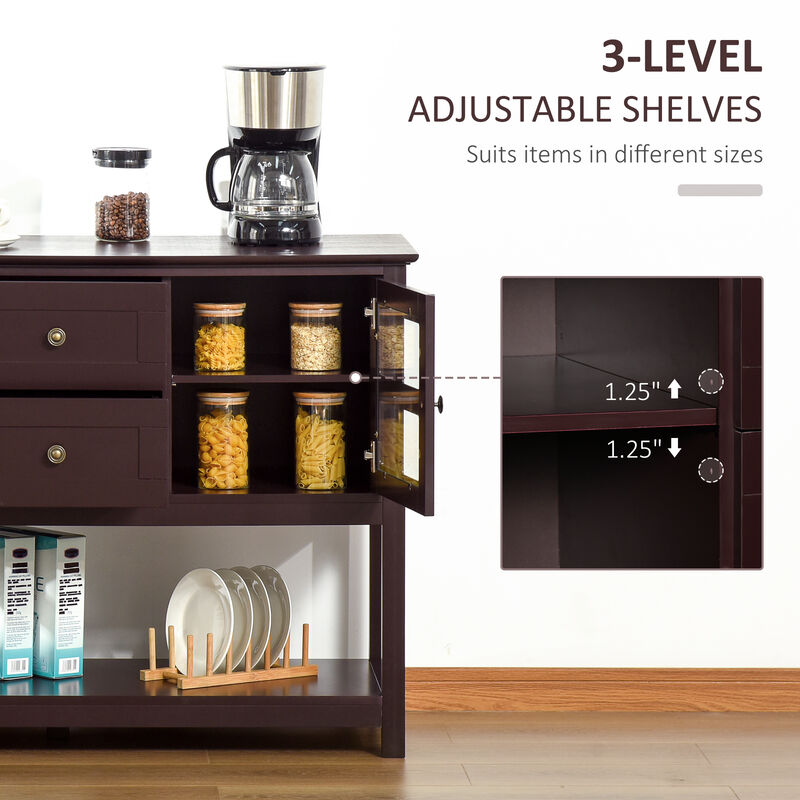 Modern Kitchen Sideboard Buffet Storage Cabinet w/ Adjustable Shelves White