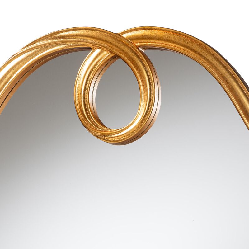 Baxton Studio Elian Gold Wall Mirror with Decorative Top &ndash; Elegant Rectangular Accent Mirror for Entryway, Living Room, or Bedroom