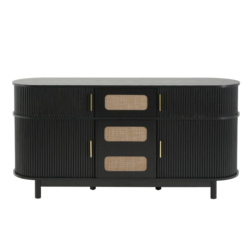 Jixrex 4 Sliding Fluted Doors Sideboard image number 0