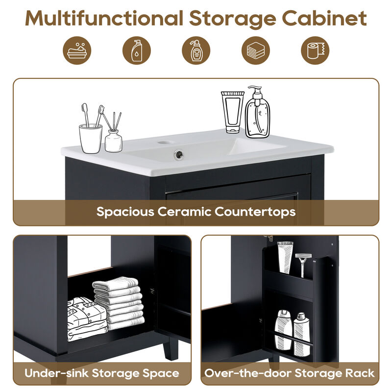 ELEMENT ACE Modern Compact Bathroom Vanity Cabinet with Ceramic Basin and Ample Storage Space image number 7