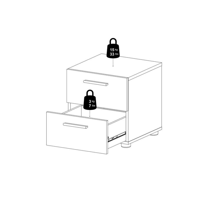 Tvilum Austin 2 Drawer Nightstand, Black Woodgrain