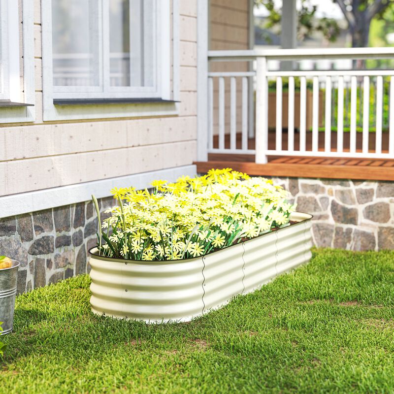 Hivvago Metal Raised Planter Box with Edge Protection, 6.4'x2'x1' image number 7