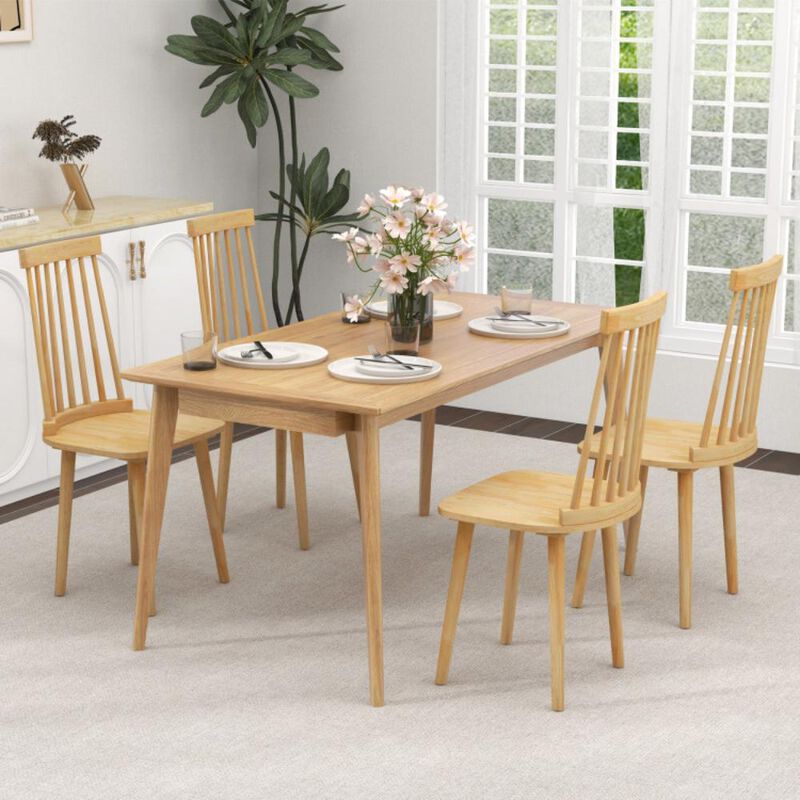 Hivvago Windsor Dining Chairs Set of 2 with High Spindle Back and Natural Rubber Wood Legs for Dining Room Living Room