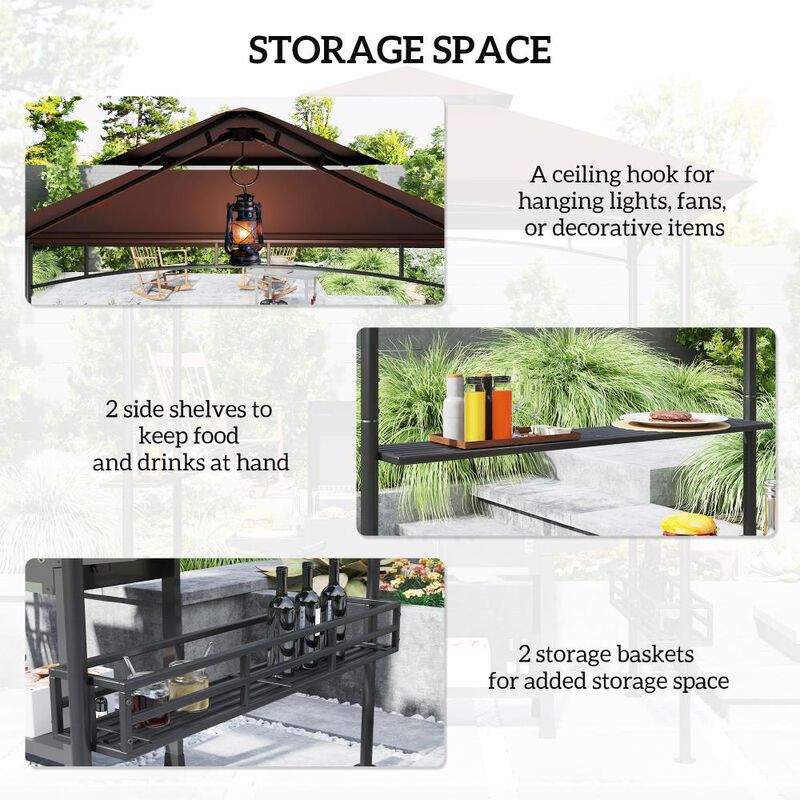 Hivvago 8x5 Barbecue Gazebo Shelter with Double Roof image number 4