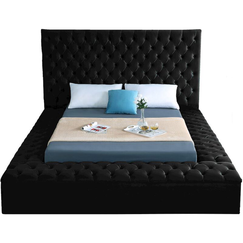 Meridian Furniture Bliss Black Velvet Queen Bed