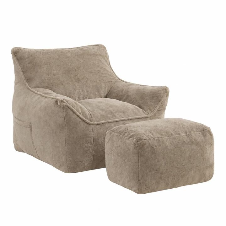 GOODSILO Soft Tufted Foam Filled Faux Fur Bean Bag Chair Comfy Lazy Sofa for Living Room Bedroom Ideal for Relaxing and Lounging