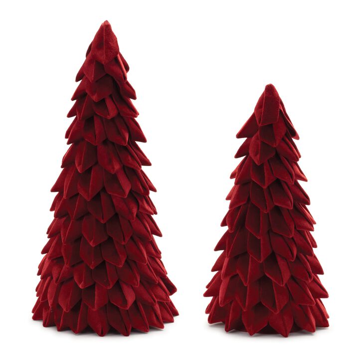2-Pack Fabric Pine Tree Holiday Decor – Rustic Textile Christmas Trees for Cozy Seasonal Styling