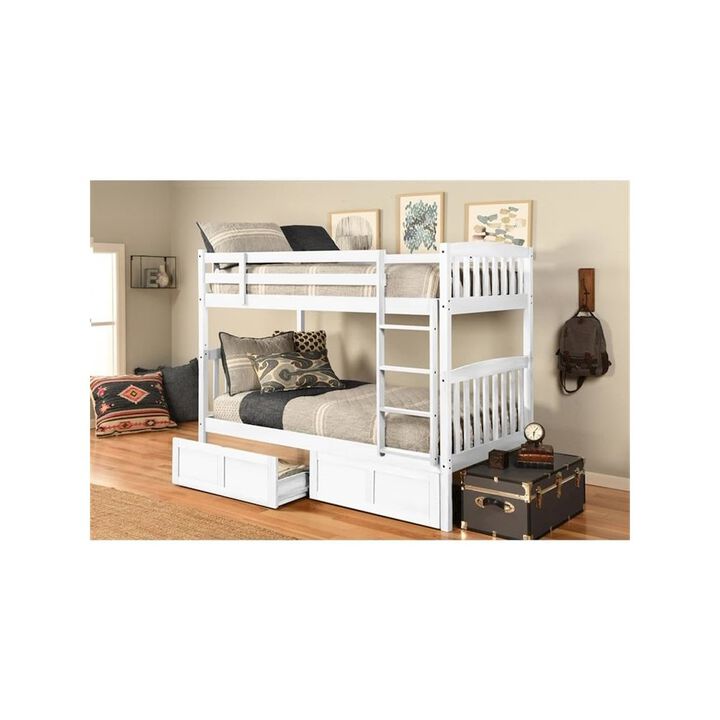 Claire Twin Wood Bunk Bed with Storage - Mattresses Not Included