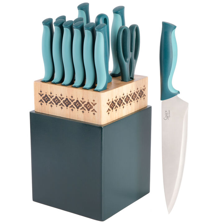 Spice by Tia Mowry Savory Saffron 14 Piece Cutlery Set in Teal