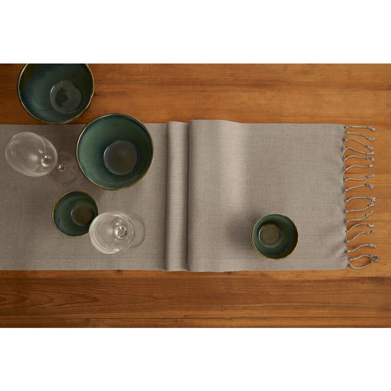 Solino Home 100% Pure Linen Table Runner - Twisted Fringe