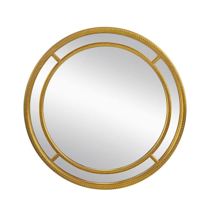 HomeRoots 35" Gold Geo Dot Round Double Frame Accent Mirror