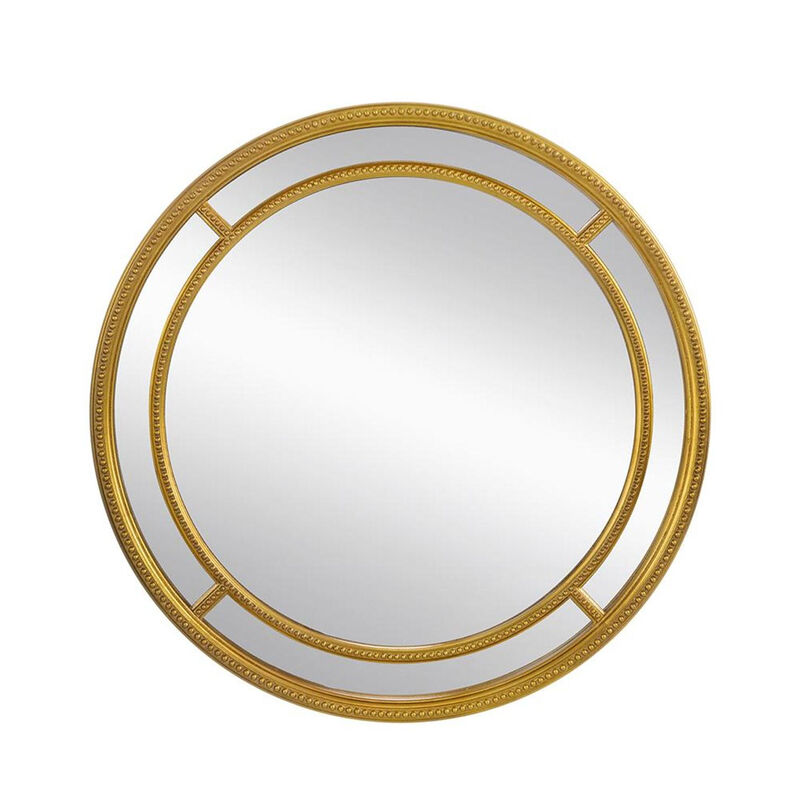 HomeRoots 35" Gold Geo Dot Round Double Frame Accent Mirror image number 0