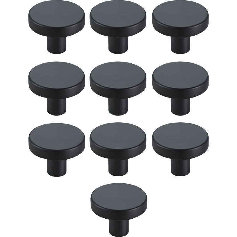 10 Pack Black Cabinet Knobs, Zinc Alloy Mushroom Drawer Pulls with Screws image number 0