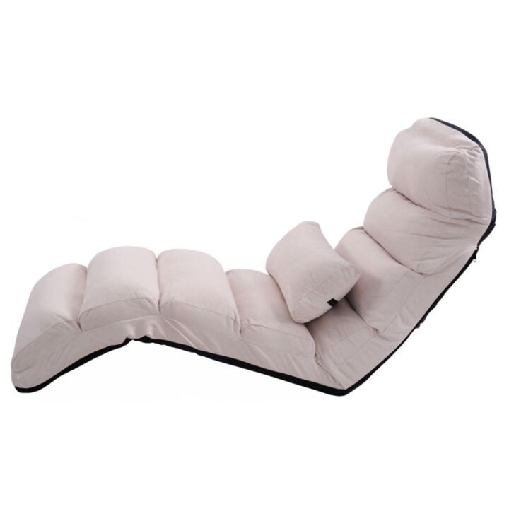 Hivvago Folding Lazy Sofa Chair Stylish Sofa Couch Beds Lounge Chair W/Pillow