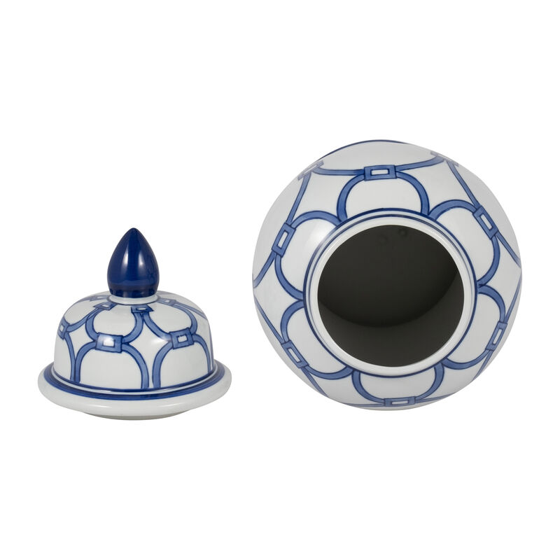 Cer, 14" Links Temple Jar, Blue/white image number 5