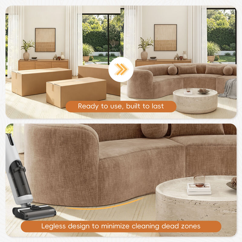 Merax Modular Sectional Sofa with Tool-Free Vacuum Compression, Chenille Fabric image number 6