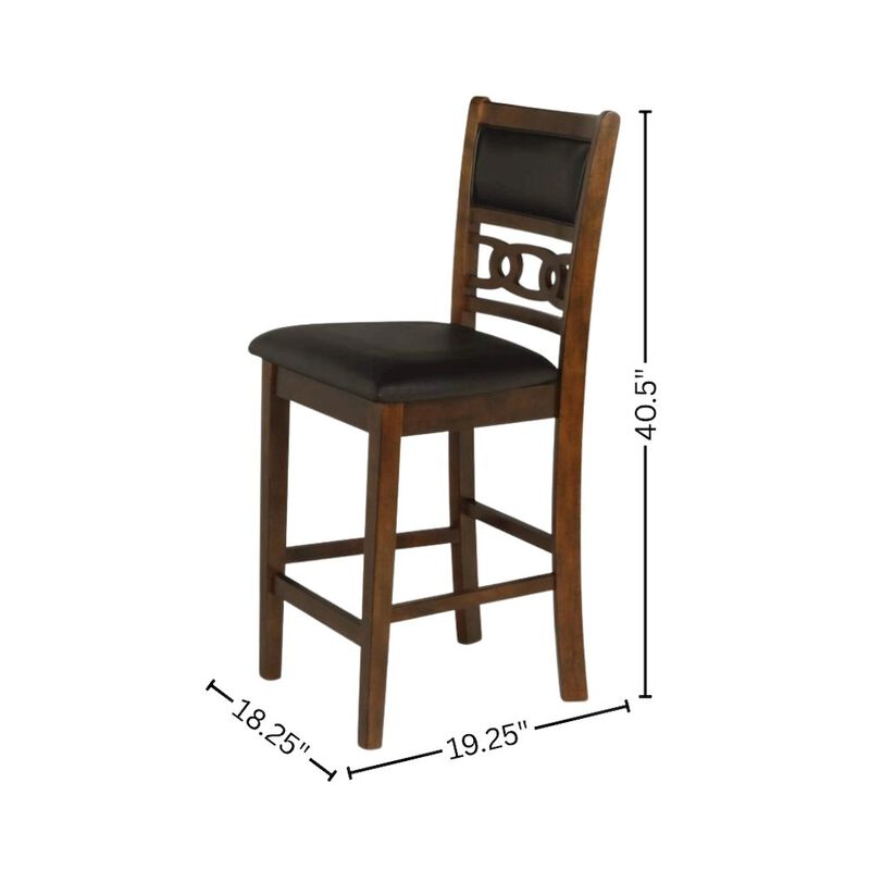 Brown Wood Counter Height Dining Chair Set of 4, PU Seat, Solid Construction image number 4