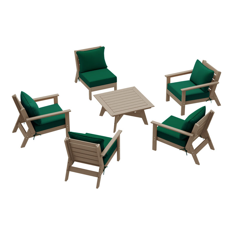 WestinTrends Outdoor 6-Piece Modular Sectional Patio Furniture Sofa Set