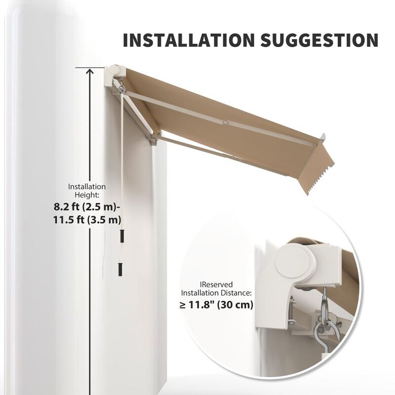 Hivvago Retractable Patio Awning with Manual Crank and Aluminum Frame image number 3
