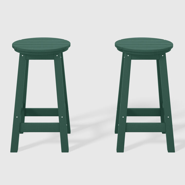WestinTrends 24" HDPE Outdoor Patio Round Counter Height Bar Stool Set of 2