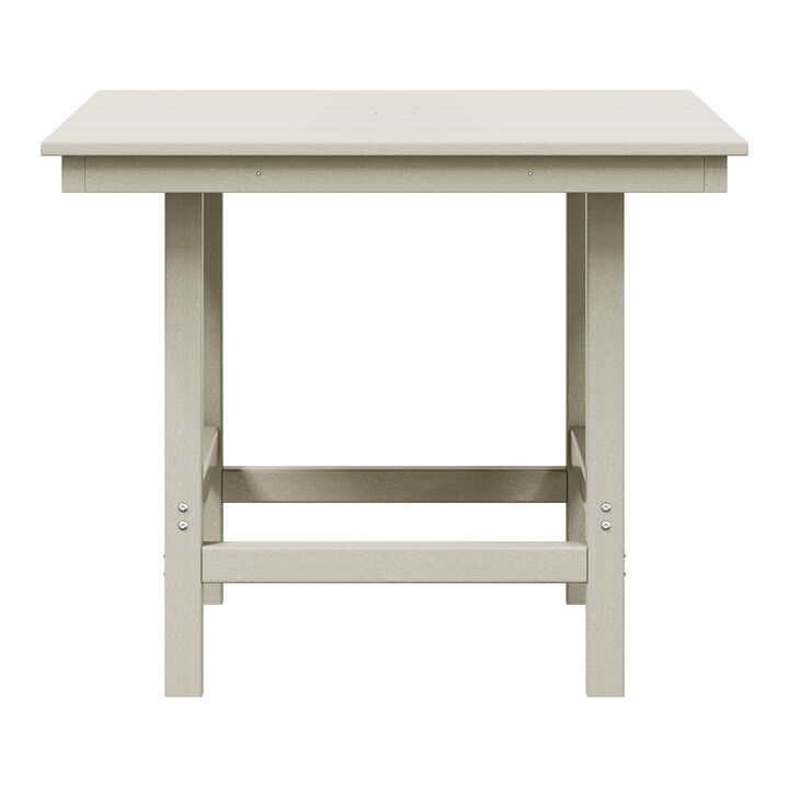 WestinTrends Outdoor HDPE 36" Square Patio Dining Table with Umbrella Hole