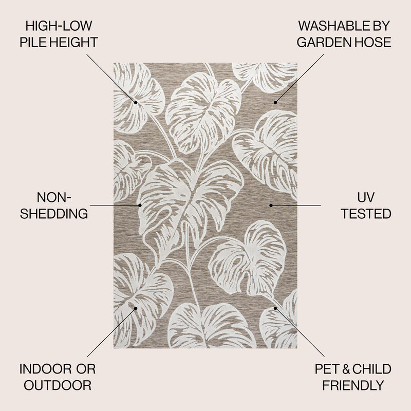 Tobago High-Low Two Tone Monstera Leaf Area Rug
