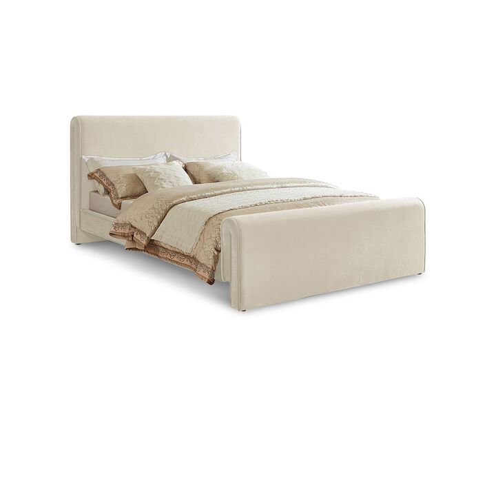 Meridian Furniture Sloan Cream Velvet King Bed