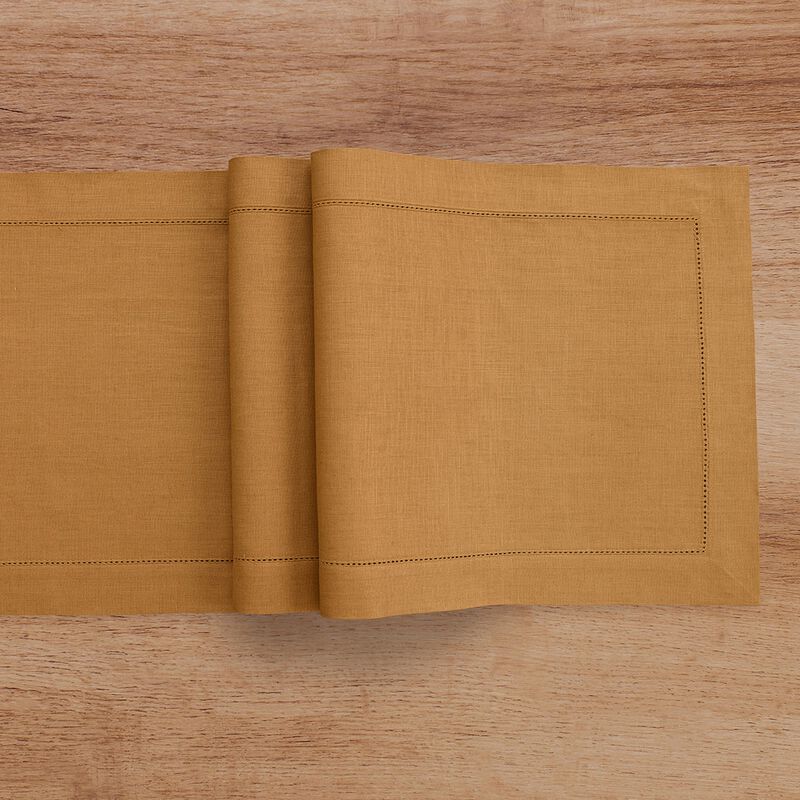Solino Home Classic Hemstitch 100% Linen Table Runner &ndash; Handcrafted, Machine Washable, Perfect for Holiday and Everyday Dining