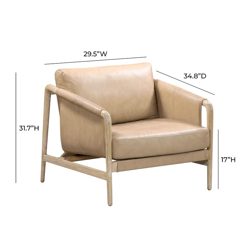 Casafoyer Chakka Tan Genuine Leather Accent Chair image number 2