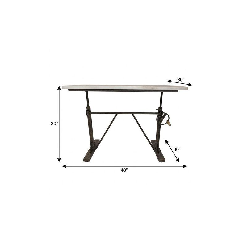 HomeRoots Adjustable Antiqued White Solid Wood and Iron Trestle Standing Desk image number 6
