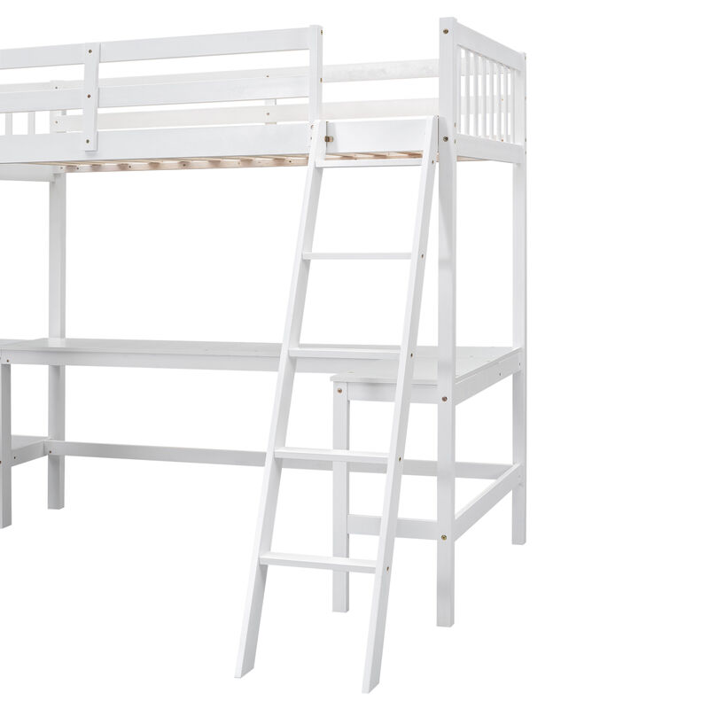 Merax Twin Size L-Shaped Loft Bed with Ladder