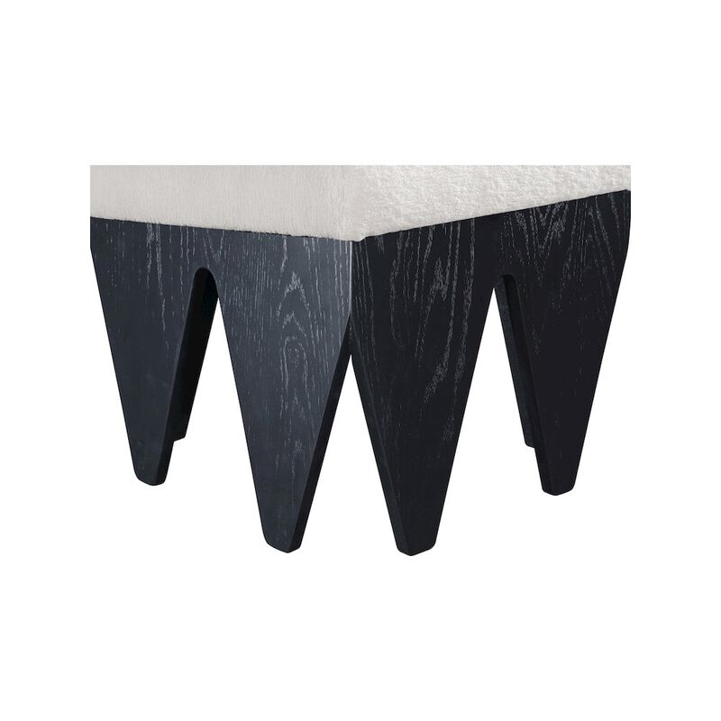 Meridian Furniture Altair Cream Velour Fur Fabric Bench