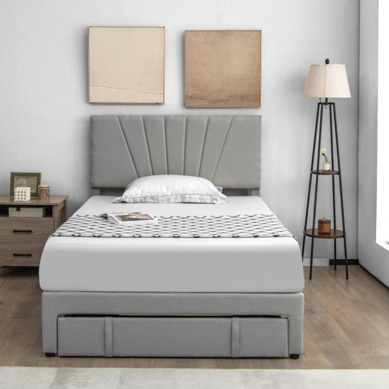 Hivvago Upholstered Bed Frame with Drawer and Adjustable Headboard