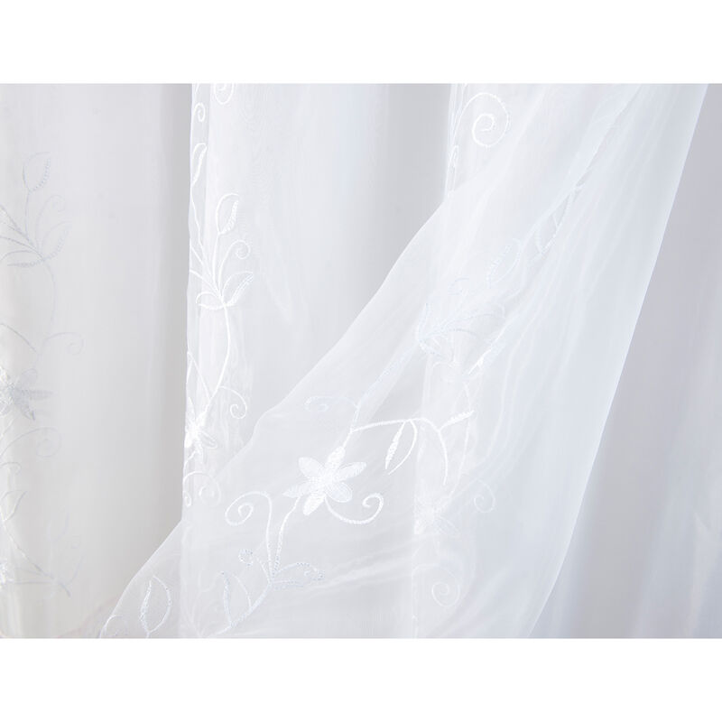 Priscilla Embroidered Panel With Double Valance 54'' x 90'' Burgundy