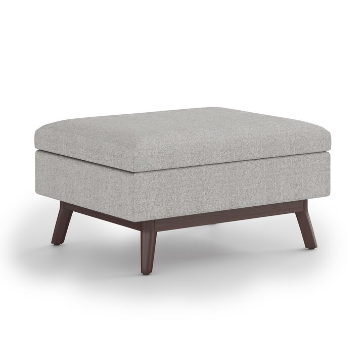 Owen Coffee Table Storage Ottoman in Cloud Grey Polyester Fabric