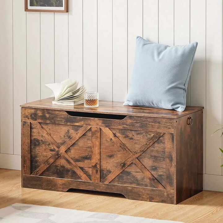 Toy Box Organizer and Storage Chest for Bedroom, Playroom or Nursery-Brown