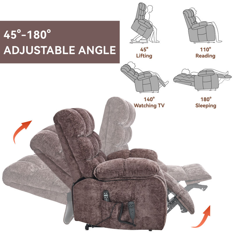 Heavy-Duty Lift Recliner Chair with Power-Remote, Heat & Massage