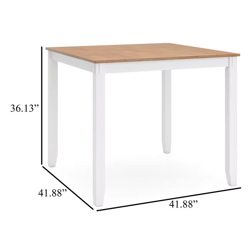 Gasy Counter Height Dining Table Set, 4 Ladderback Chairs, White Brown - Benzara