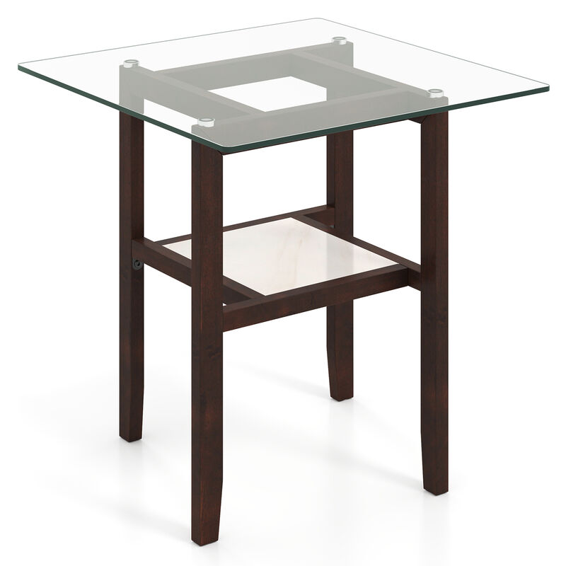 2-Tier Square Glass Coffee Table with Storage Space &ndash; Sleek Living Room Table