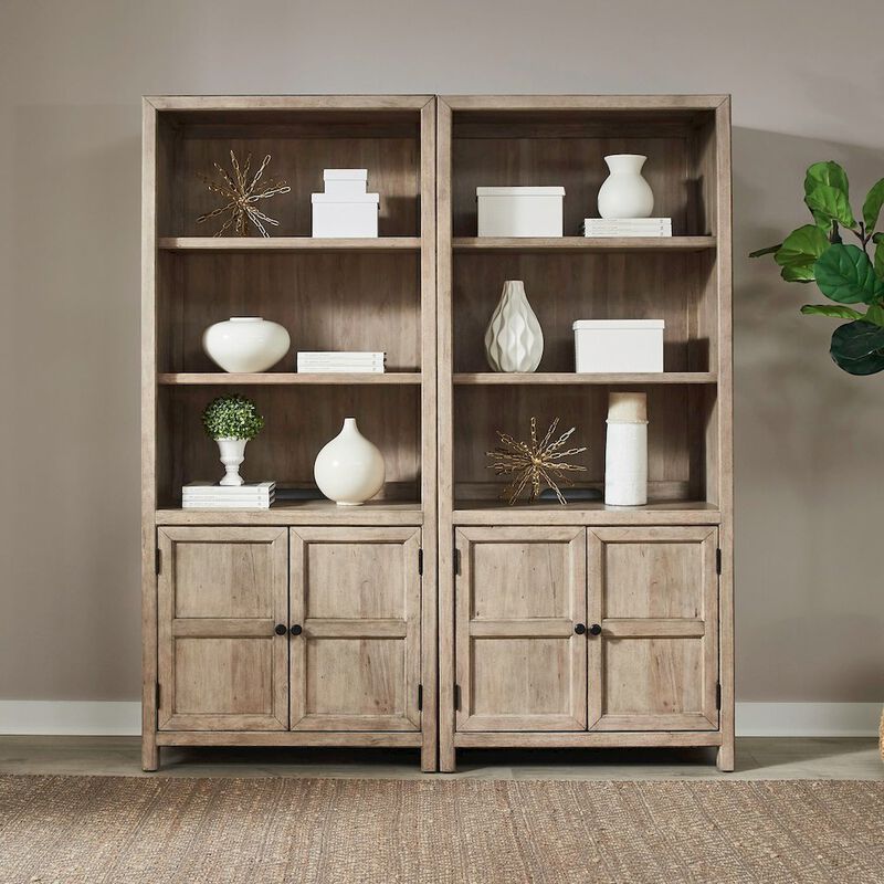 Liberty Furniture 2 PcSet of Bookcase Home Office Adjustable Shelves Display with Storage image number 2