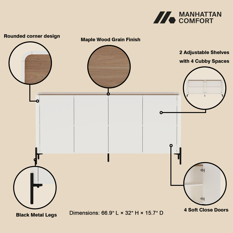 Abbey Beige Décor Cabinet and Sideboard Set