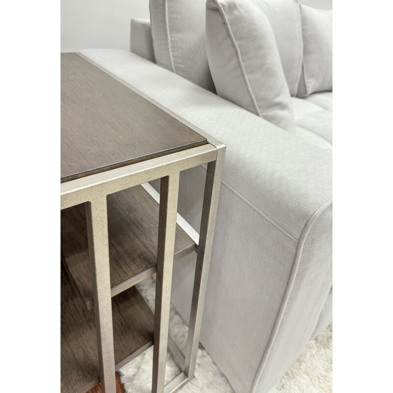 Streamdale Metal Frame Wood Living Room Chairside Table with Shelf image number 4