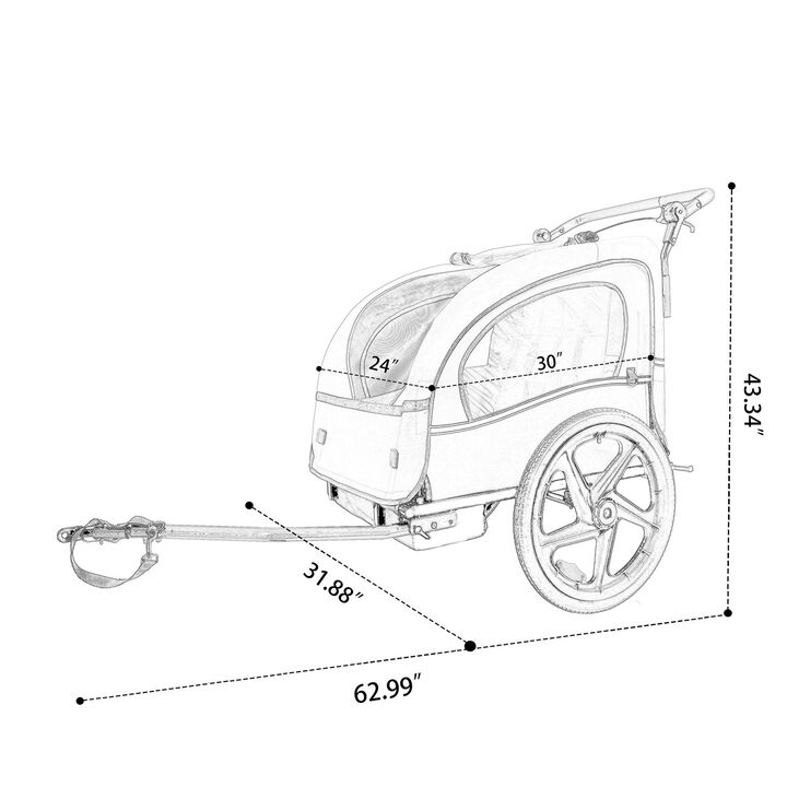 2-in-1 Double Seat Kids Bike Trailer Jogger &ndash; 5-Point Harness & Foldable Design