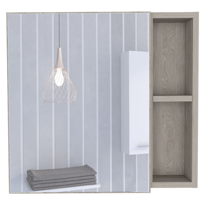 Wareham 2-Shelf Medicine Cabinet with Mirror Light Grey